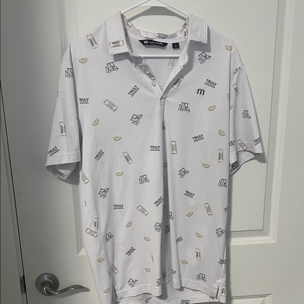 Travis Mathew White Graphic Polo Shirt